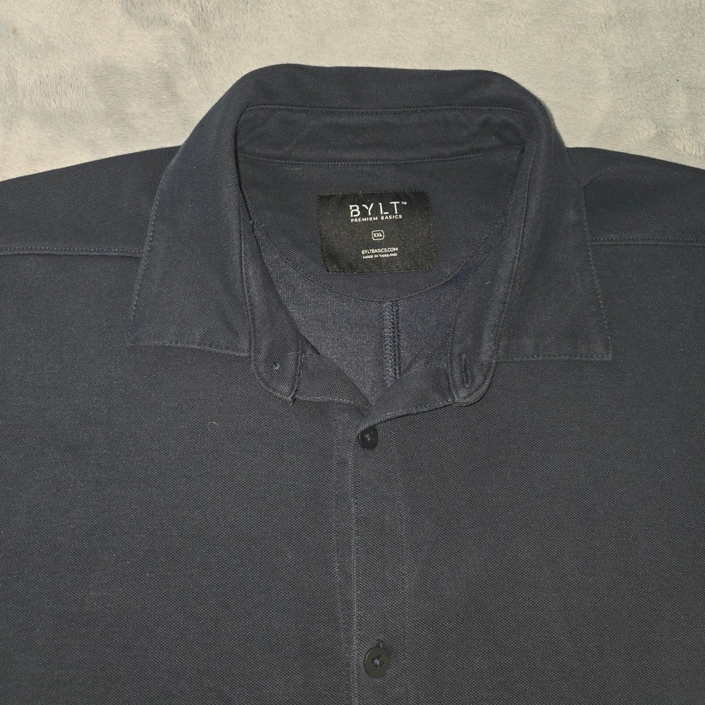 Bylt Premium Basics Mens XXL‎ Navy Black Short Sleeve Button Up Shirt